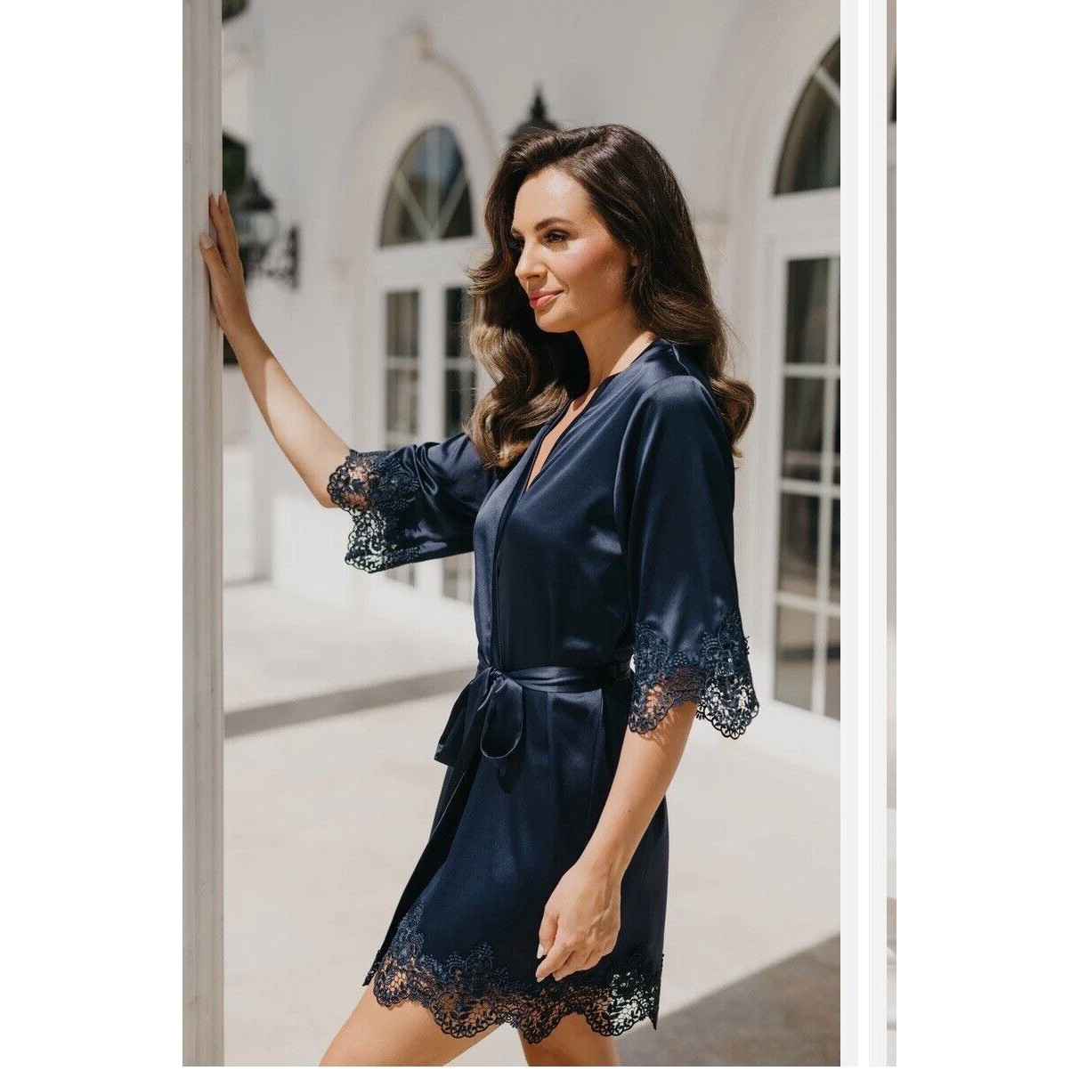 Le Rose Kimono Women's Nightwear Robes Dressing Gown Size S Xs Blue New — image 6 of 6